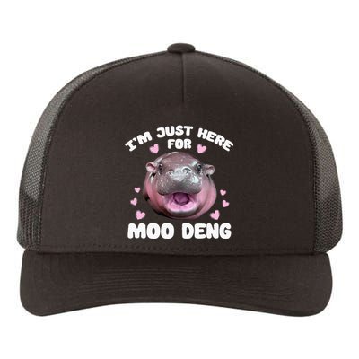 IM Just Here For Moo Deng Cute Baby Hippo Bouncy Souvenir Yupoong Adult 5-Panel Trucker Hat