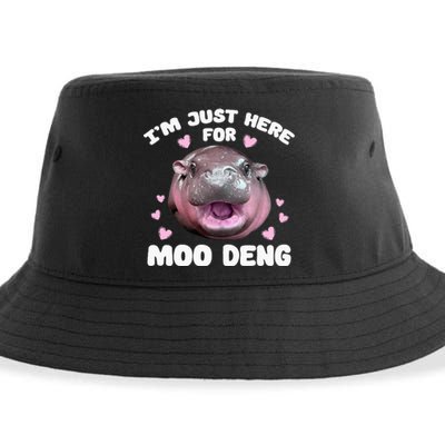 IM Just Here For Moo Deng Cute Baby Hippo Bouncy Souvenir Sustainable Bucket Hat