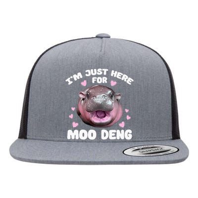 IM Just Here For Moo Deng Cute Baby Hippo Bouncy Souvenir Flat Bill Trucker Hat