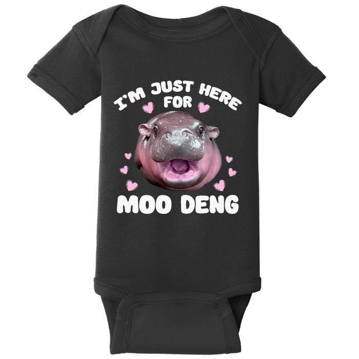 IM Just Here For Moo Deng Cute Baby Hippo Bouncy Souvenir Baby Bodysuit