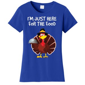 Im Just Here For The Food Funny Thanksgiving Turkey Pilgrim Funny Gift Women's T-Shirt