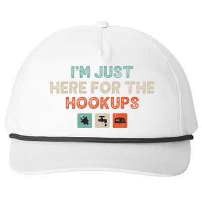 IM Just Here For The Hookups Funny Camp Rv Camper Camping Snapback Five-Panel Rope Hat