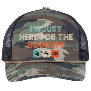 IM Just Here For The Hookups Funny Camp Rv Camper Camping Retro Rope Trucker Hat Cap