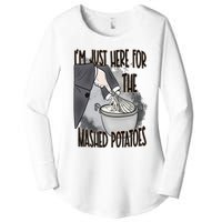 I'm Just Here For The Mashed Potatoes Cute Thanksgiving Food Women's Perfect Tri Tunic Long Sleeve Shirt