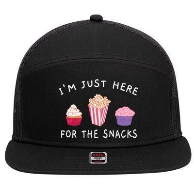 Im Just Here For The Snacks Food Cook Funny Family Vacation 7 Panel Mesh Trucker Snapback Hat