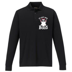 IM Just Here For The Boos Funny Ing Halloween Costume Gift Performance Long Sleeve Polo