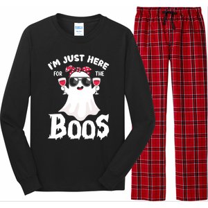 IM Just Here For The Boos Funny Ing Halloween Costume Gift Long Sleeve Pajama Set