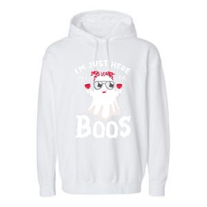 IM Just Here For The Boos Funny Ing Halloween Costume Gift Garment-Dyed Fleece Hoodie