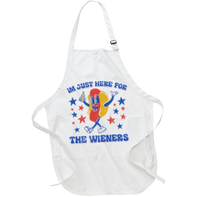 I'm Just Here For The Wieners Funny 4th Of July Hot Dog Full-Length Apron With Pockets