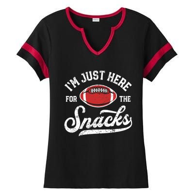 I'm Just Here For The Snacks Funny Fantasy Football League Ladies Halftime Notch Neck Tee