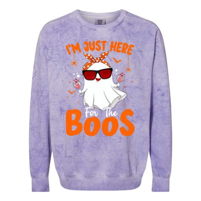 Im Just Here For The Boos Funny Halloween Ghost Wine Gift Colorblast Crewneck Sweatshirt