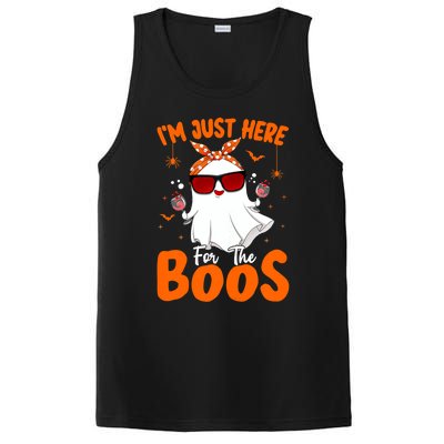 Im Just Here For The Boos Funny Halloween Ghost Wine Gift PosiCharge Competitor Tank