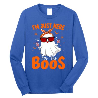 Im Just Here For The Boos Funny Halloween Ghost Wine Gift Long Sleeve Shirt