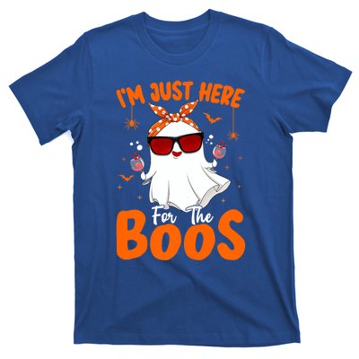 Im Just Here For The Boos Funny Halloween Ghost Wine Gift T-Shirt