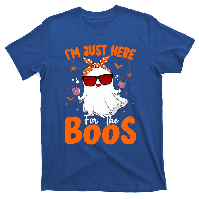 Im Just Here For The Boos Funny Halloween Ghost Wine Gift T-Shirt