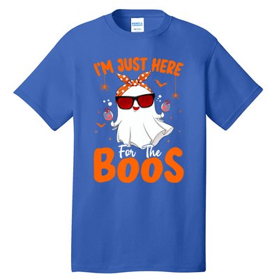 Im Just Here For The Boos Funny Halloween Ghost Wine Gift Tall T-Shirt