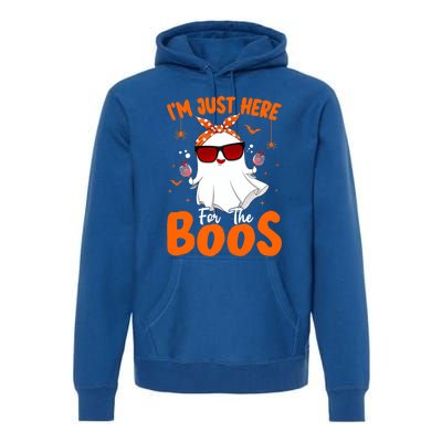 Im Just Here For The Boos Funny Halloween Ghost Wine Gift Premium Hoodie