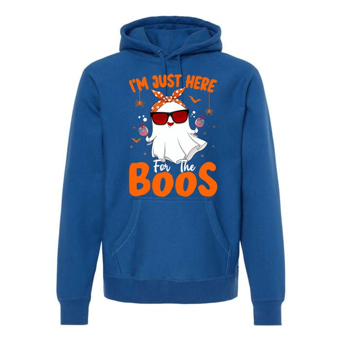 Im Just Here For The Boos Funny Halloween Ghost Wine Gift Premium Hoodie