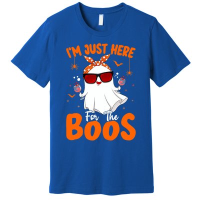 Im Just Here For The Boos Funny Halloween Ghost Wine Gift Premium T-Shirt