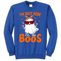 Im Just Here For The Boos Funny Halloween Ghost Wine Gift Tall Sweatshirt