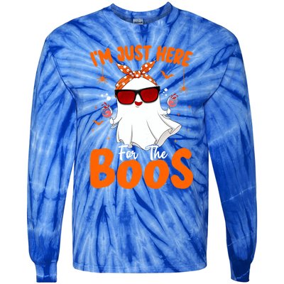 Im Just Here For The Boos Funny Halloween Ghost Wine Gift Tie-Dye Long Sleeve Shirt