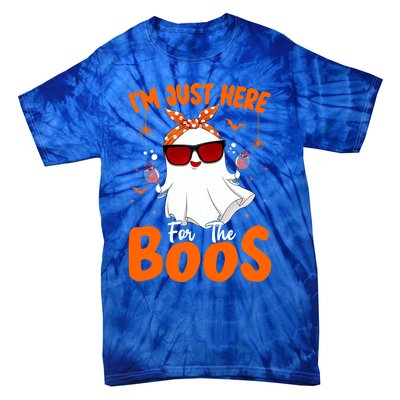 Im Just Here For The Boos Funny Halloween Ghost Wine Gift Tie-Dye T-Shirt