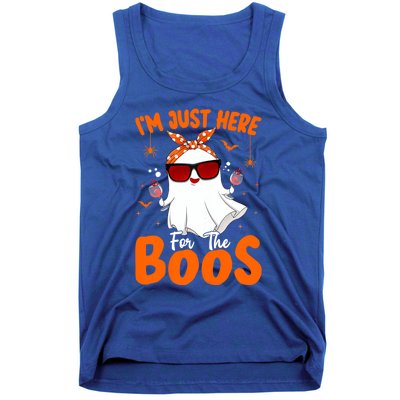 Im Just Here For The Boos Funny Halloween Ghost Wine Gift Tank Top