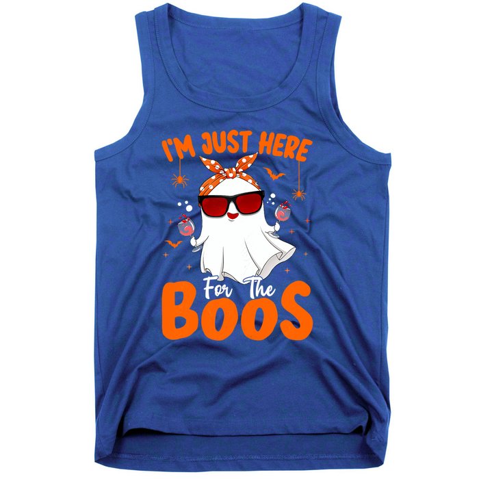 Im Just Here For The Boos Funny Halloween Ghost Wine Gift Tank Top