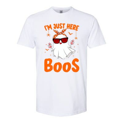 Im Just Here For The Boos Funny Halloween Ghost Wine Gift Softstyle CVC T-Shirt