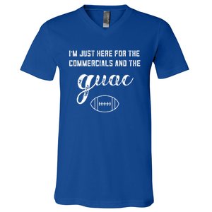 Im Just Here For The Commercials And Guac Lover Snacks Food Funny Gift V-Neck T-Shirt