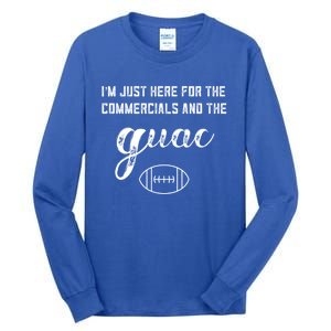 Im Just Here For The Commercials And Guac Lover Snacks Food Funny Gift Tall Long Sleeve T-Shirt