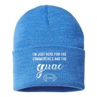 Im Just Here For The Commercials And Guac Lover Snacks Food Funny Gift Sustainable Knit Beanie