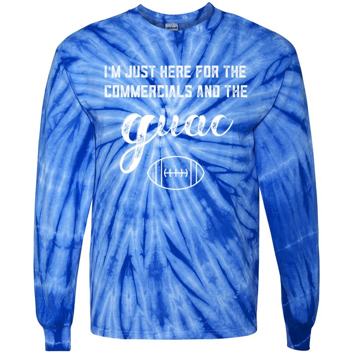 Im Just Here For The Commercials And Guac Lover Snacks Food Funny Gift Tie-Dye Long Sleeve Shirt