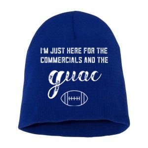 Im Just Here For The Commercials And Guac Lover Snacks Food Funny Gift Short Acrylic Beanie