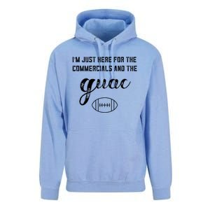 Im Just Here For The Commercials And Guac Lover Snacks Food Funny Gift Unisex Surf Hoodie