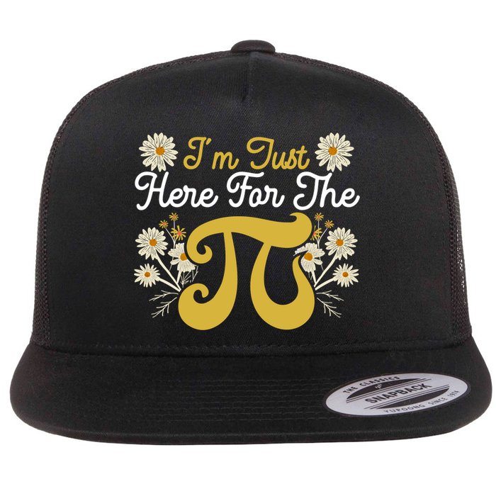 I'm Just Here For The Pi Math Teacher Mathematician Pi Day Great Gift Flat Bill Trucker Hat
