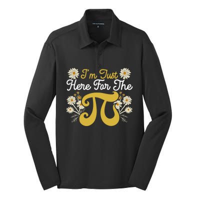 I'm Just Here For The Pi Math Teacher Mathematician Pi Day Great Gift Silk Touch Performance Long Sleeve Polo