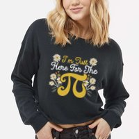 I'm Just Here For The Pi Math Teacher Mathematician Pi Day Great Gift Cropped Pullover Crew