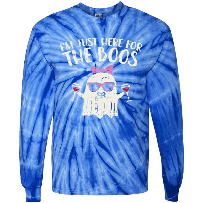 Im Just Here For The Boos Funny Halloween Costume For Funny Tie-Dye Long Sleeve Shirt