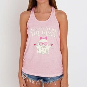 Im Just Here For The Boos Funny Halloween Costume For Funny Women's Knotted Racerback Tank