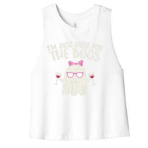 Im Just Here For The Boos Funny Halloween Costume For Funny Women's Racerback Cropped Tank