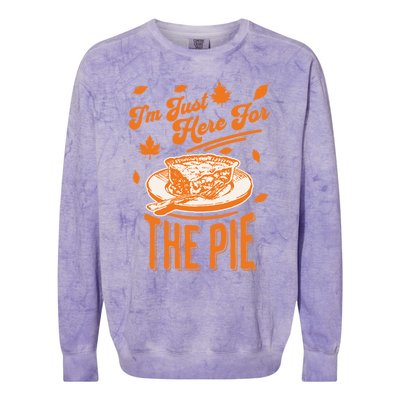 Im Just Here For The Pie Funny Thanksgiving Pumpkin Pie Gift Colorblast Crewneck Sweatshirt