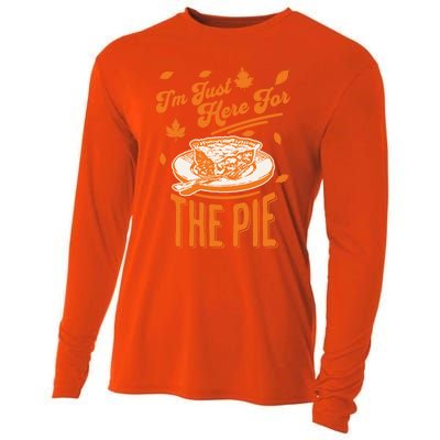 Im Just Here For The Pie Funny Thanksgiving Pumpkin Pie Gift Cooling Performance Long Sleeve Crew