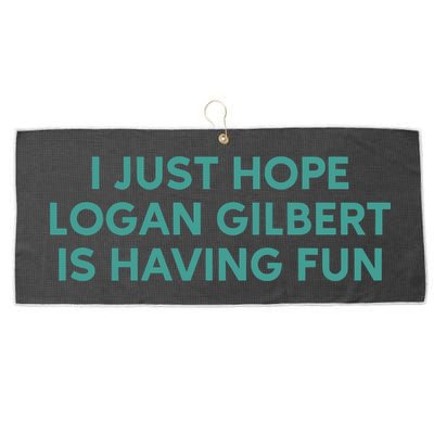 I Just Hope Logan Gilbert Is Having Fun Large Microfiber Waffle Golf Towel