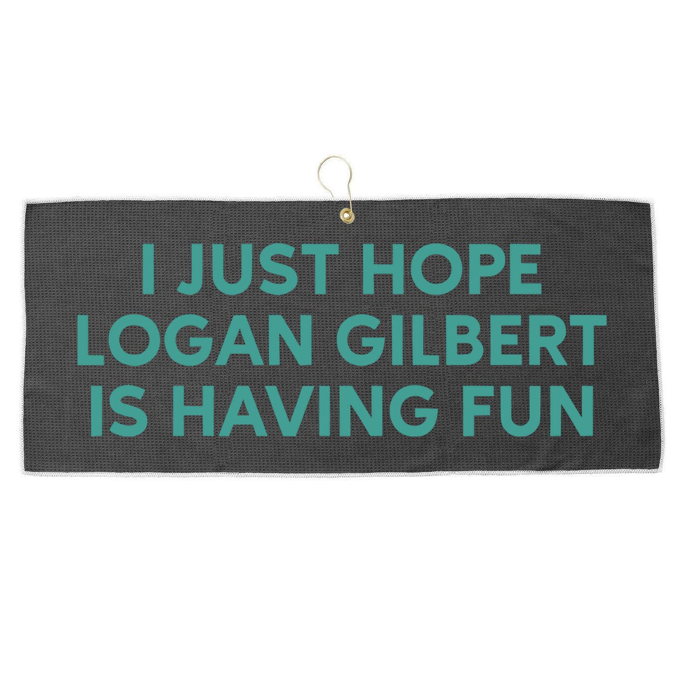 I Just Hope Logan Gilbert Is Having Fun Large Microfiber Waffle Golf Towel
