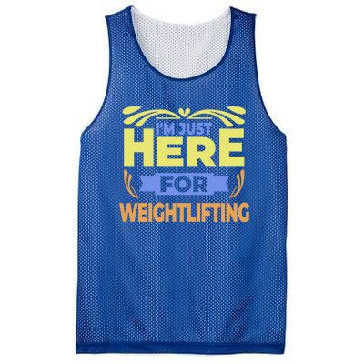 Im Just Here For Weightlifting Funny Weightlifting Gift Mesh Reversible Basketball Jersey Tank