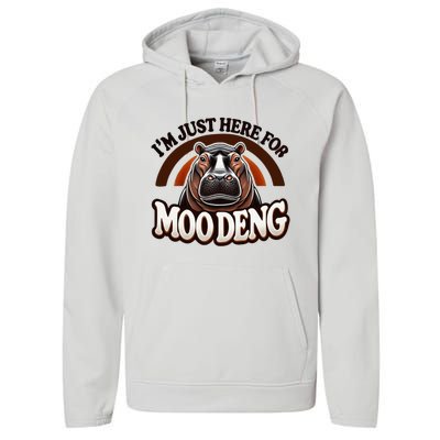 IM Just Here For Moo Deng Cute Baby Hippo 2024 Meme Performance Fleece Hoodie