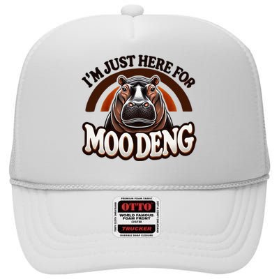 IM Just Here For Moo Deng Cute Baby Hippo 2024 Meme High Crown Mesh Back Trucker Hat