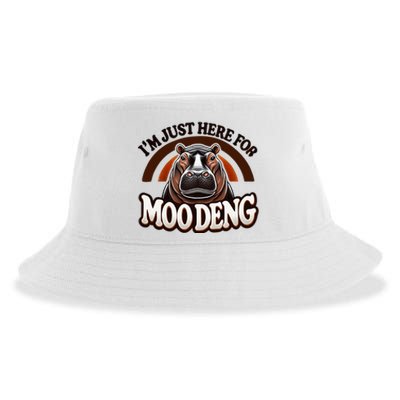 IM Just Here For Moo Deng Cute Baby Hippo 2024 Meme Sustainable Bucket Hat