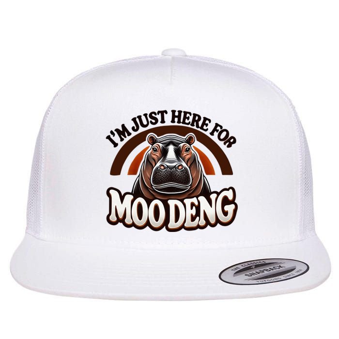 IM Just Here For Moo Deng Cute Baby Hippo 2024 Meme Flat Bill Trucker Hat